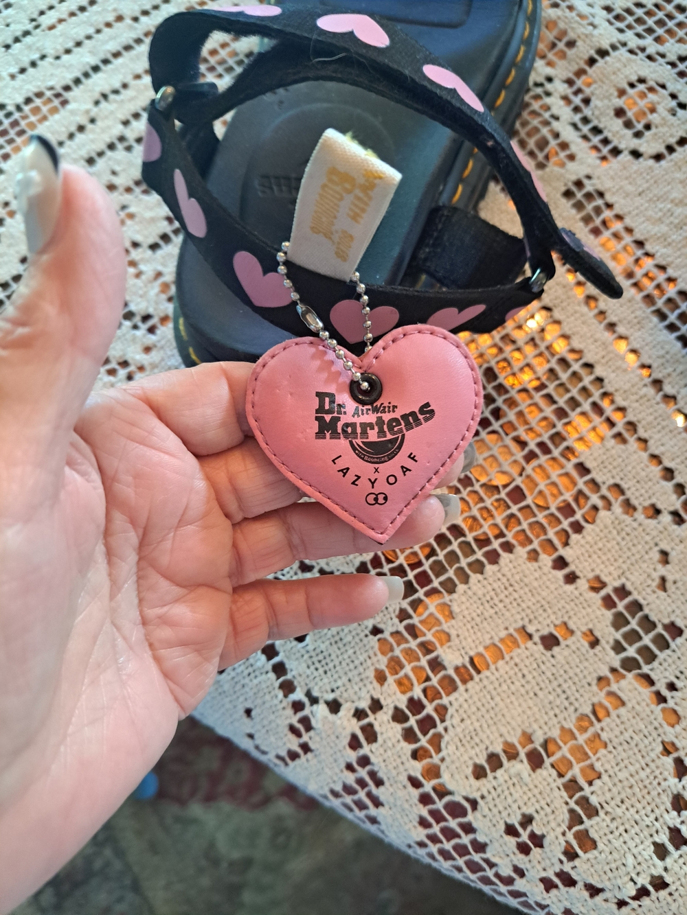 Dr Martens Lazy Oaf Wedge Sandals Pink Hearts 7 - Picture 3 of 6